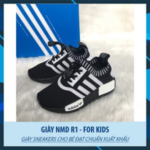 Giày thể thao Adidas NMD trẻ em đen trắng