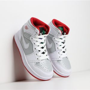 Giày Nike Jordan 1 Retro trắng ghi viền đỏ