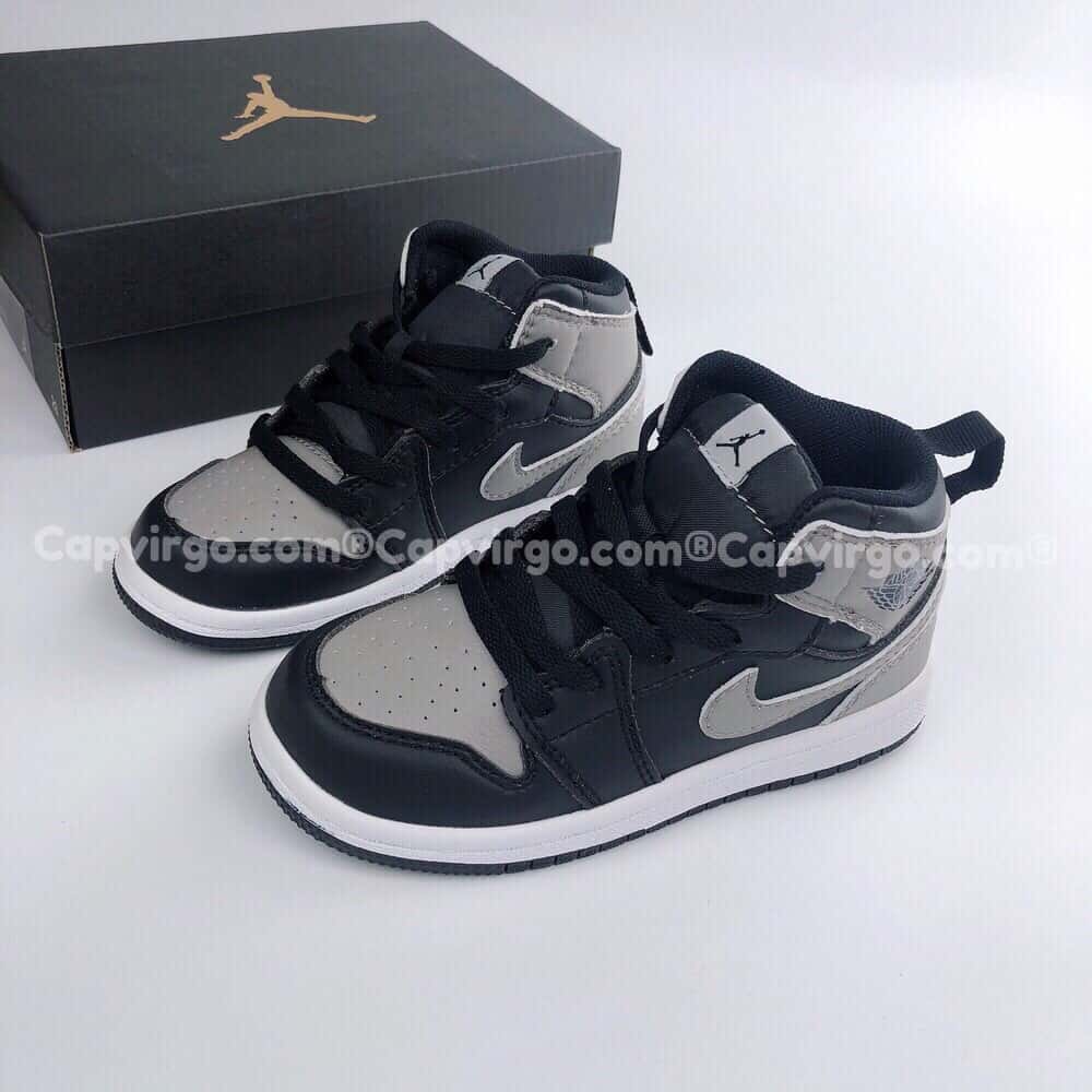 Giày trẻ em Air Jordan 1 Mid màu ghi đen