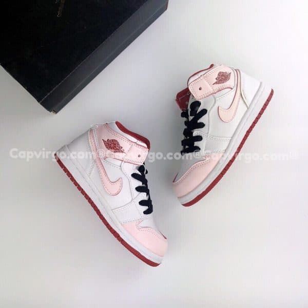 Giày trẻ em Air Jordan 1 Mid màu trắng hồng