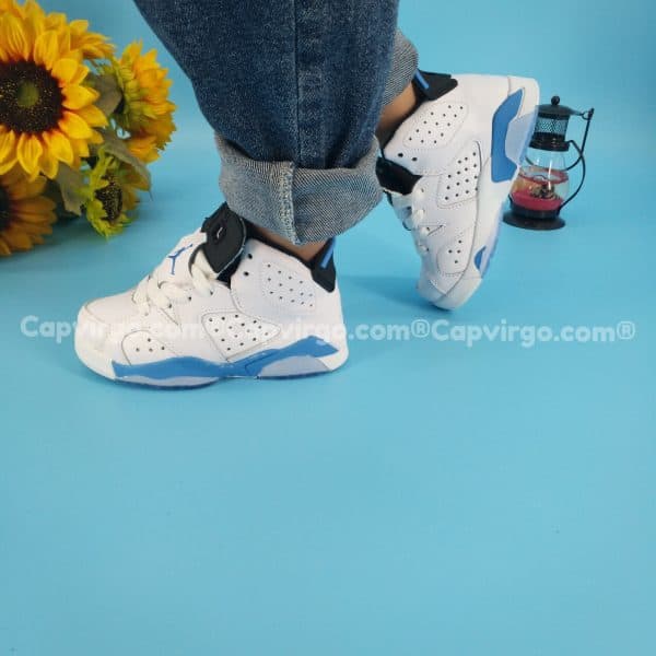 Giày air Jordan 6 trẻ em màu trắng xanh
