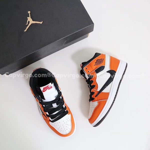 Giày trẻ em Air Jordan 1 Mid màu cam trắng