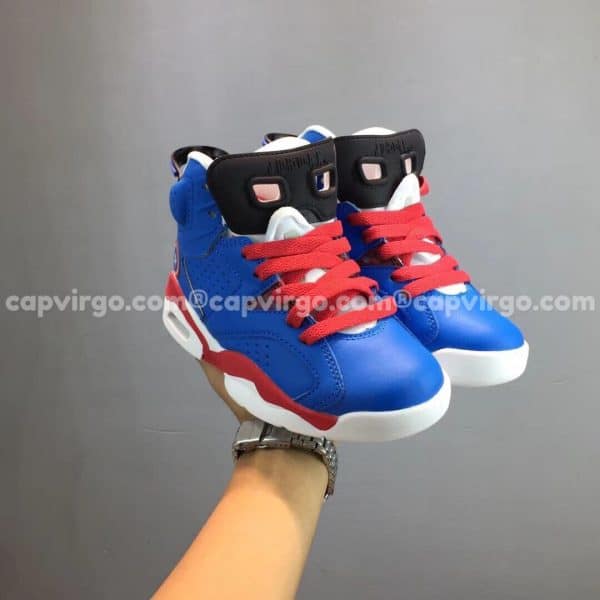 Giày trẻ em Air Jordan 6 "Captain America" màu xanh