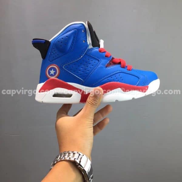 Giày trẻ em Air Jordan 6 "Captain America" màu xanh