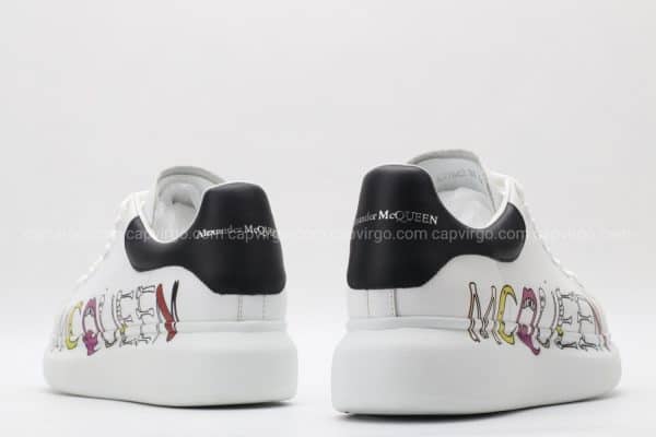 Giày McQueen siêu cấp trắng gót đen họa tiết paint hiếm