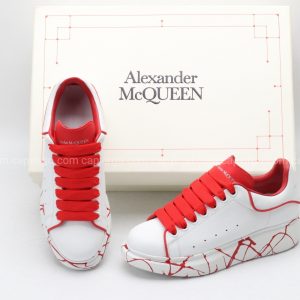 Giày McQueen rep 1:1 trắng dây đỏ họa tiết vân đỏ