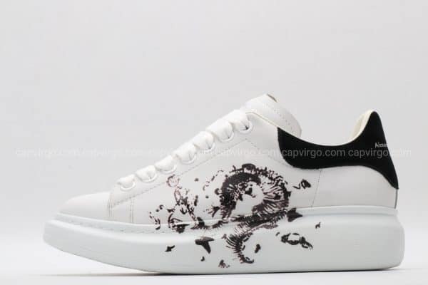 Giày McQueen trắng gót đen họa tiết cực hiếm