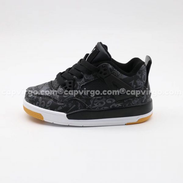 Giày trẻ em Air Jordan 4 màu đen họa tiết