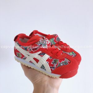 Giày trẻ em Onitsuka Tiger màu đỏ họa tiết hoa