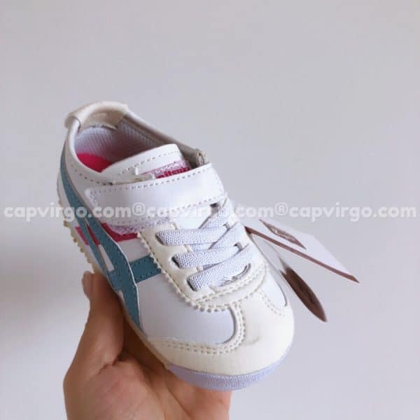 Giày trẻ em Onitsuka Tiger màu trắng sọc xanh lam