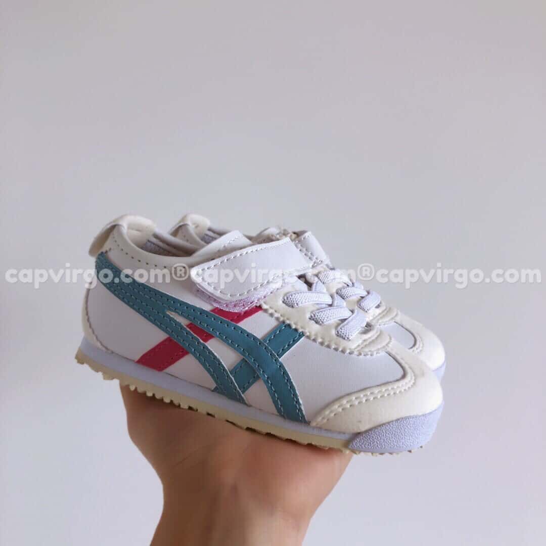 Giày trẻ em Onitsuka Tiger màu trắng sọc xanh lam
