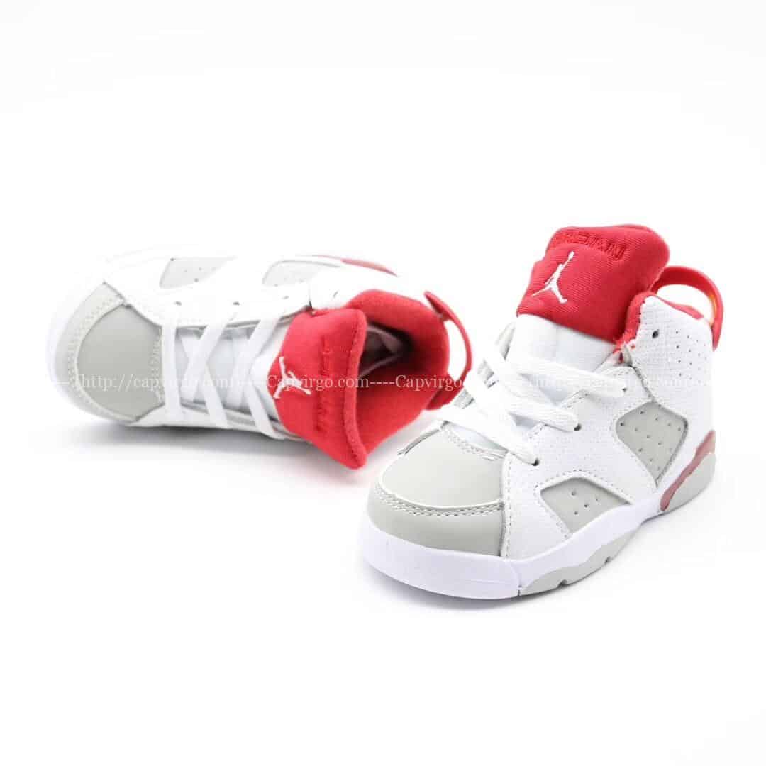 Giày trẻ em Air Jordan 6 Retro màu trắng đỏ