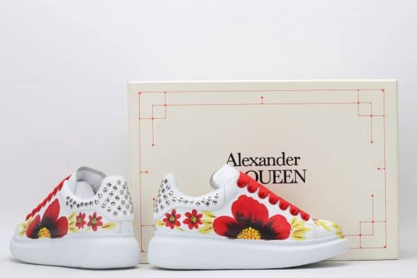 Giày McQueen nữ siêu cấp họa tiết hoa gót đinh