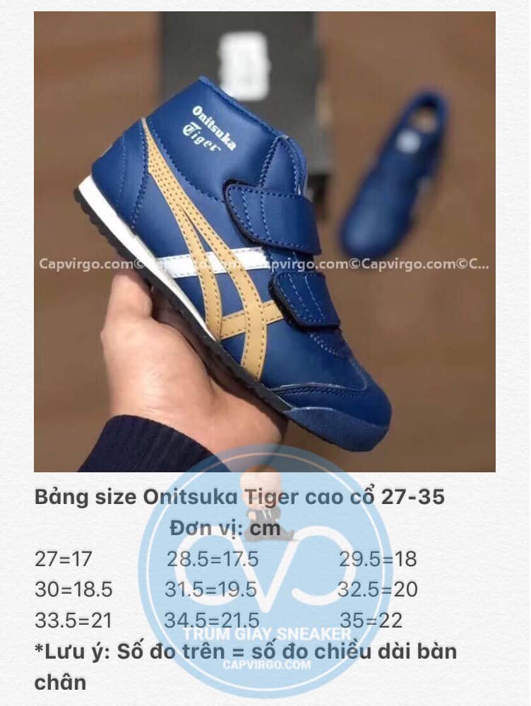 Bảng size giày trẻ em Onitsuka Tiger 22-35