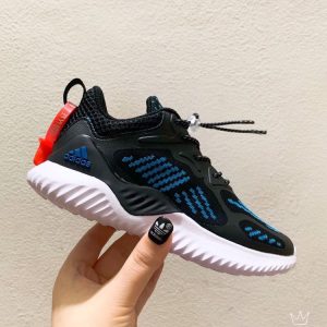 Giày Adidas AlphaBounce trẻ em đen sọc xanh navy
