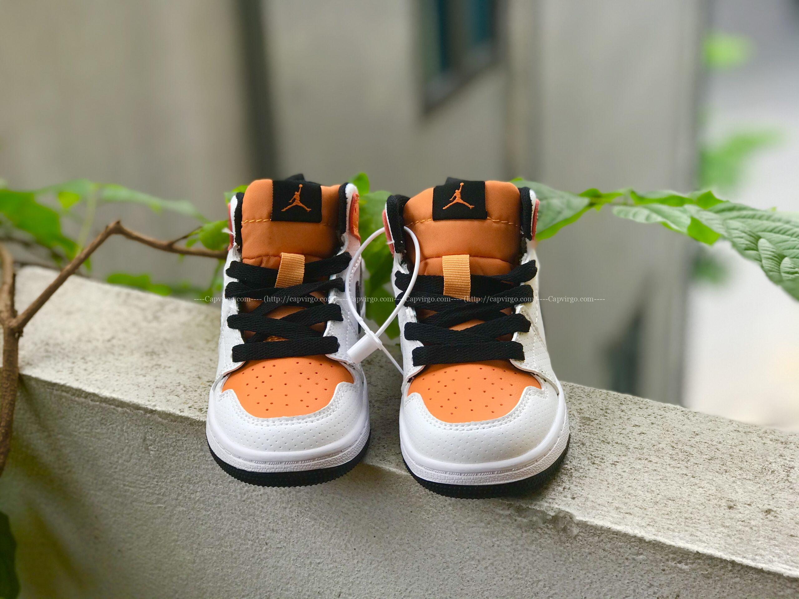 Giày air Jordan 1 trẻ em màu trắng cam