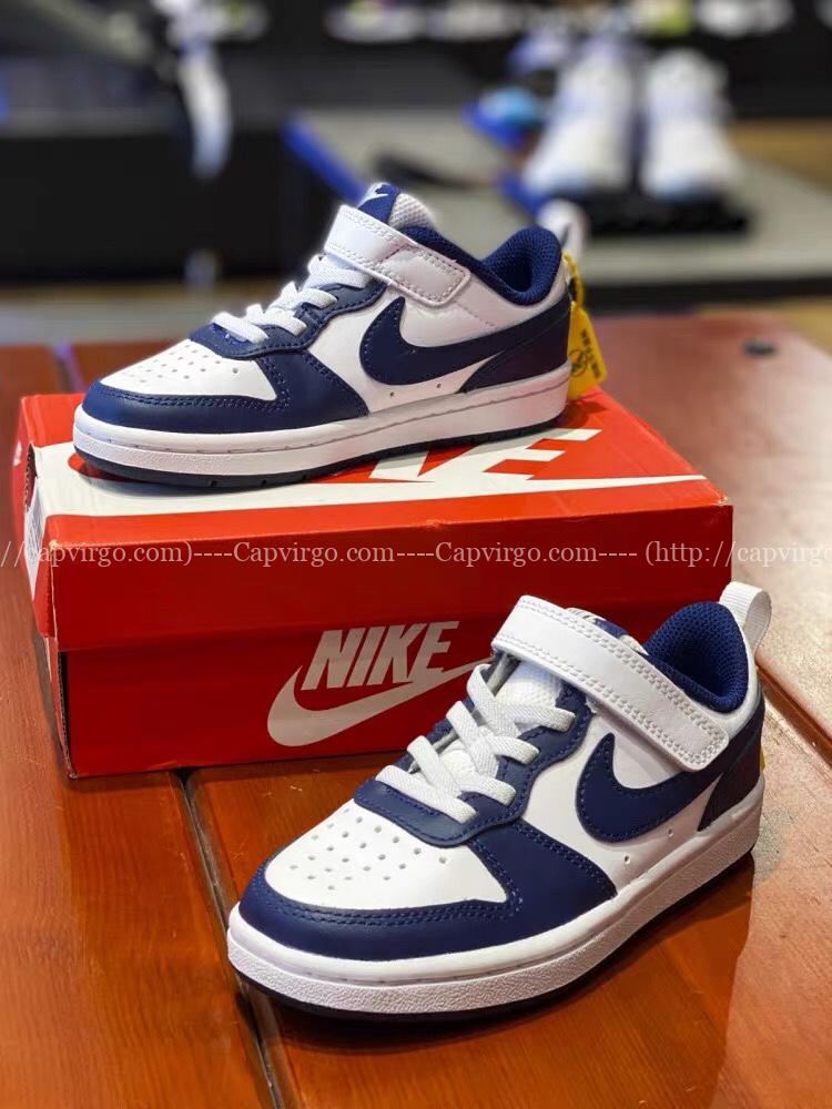 Giày trẻ em Nike Air Force One Tooling Low-Top Velcro Elastic màu xanh trắng
