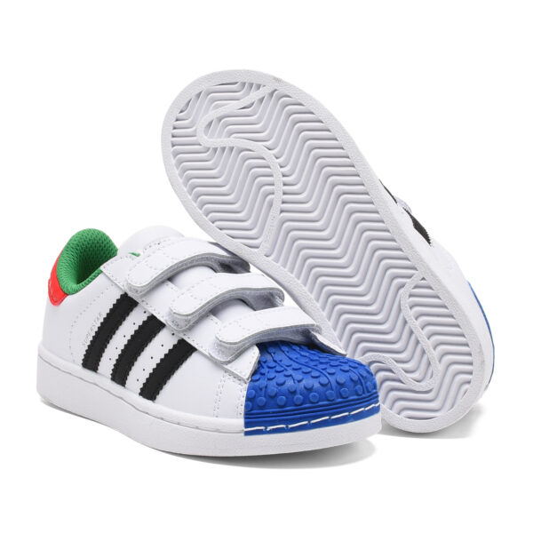 Giày thể thao trẻ em AD × LEGO Shell Toe mũi giày xanh đỏ