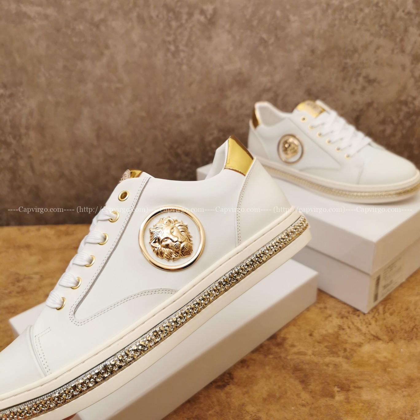 Giày nam Versace siêu cấp hoạt tiết đầu sư tử màu trắng
