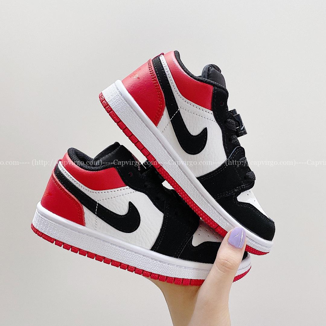 Giày nike jordan low trẻ em màu đen logo đỏ