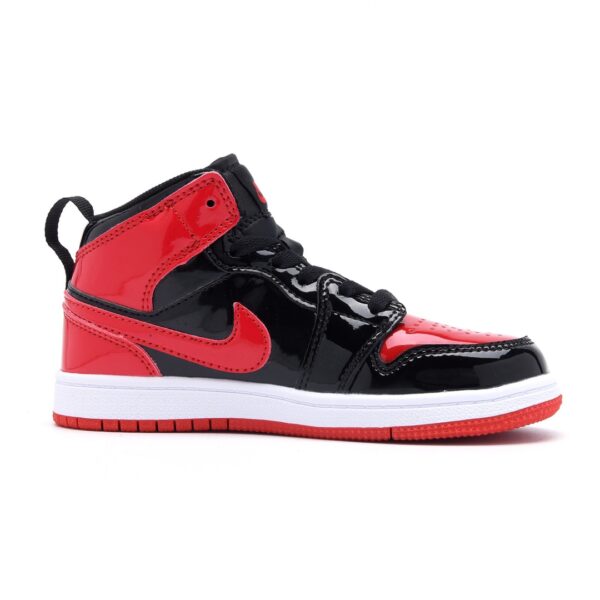 Giày air Jordan 1 trẻ em màu đen đỏ da bóng