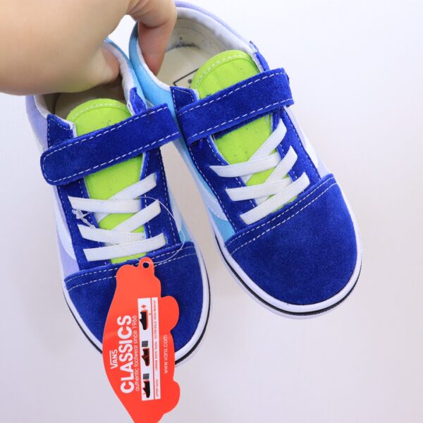 Giày Vans trẻ em dán dính màu xanh