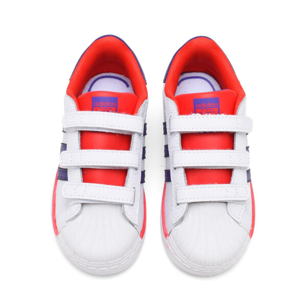 Giày trẻ em adidas Superstar Shell Head dán dính trắng sọc xanh