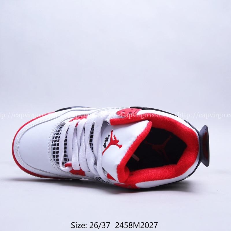 Giày trẻ em Air Jordan 4 màu trắng đỏ đen