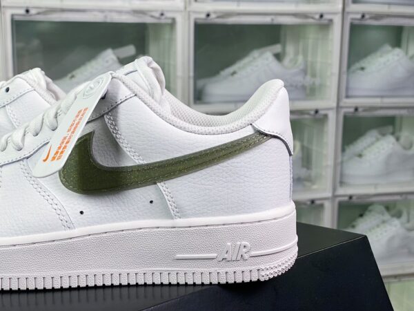 Giày Nike Air Force 1’07 Low"White/Glitter Swoosh" trắng logo ghi