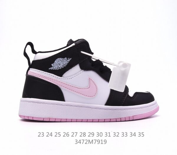 Giày Nike Air Jordan 1 Mid GS "Lucid Green" trẻ em màu đen logo hồng