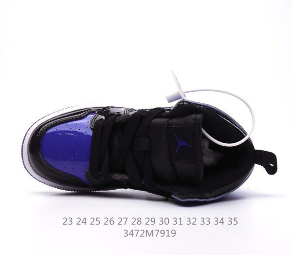 Giày Air Jordan 1 trẻ em màu xanh đen da bóng