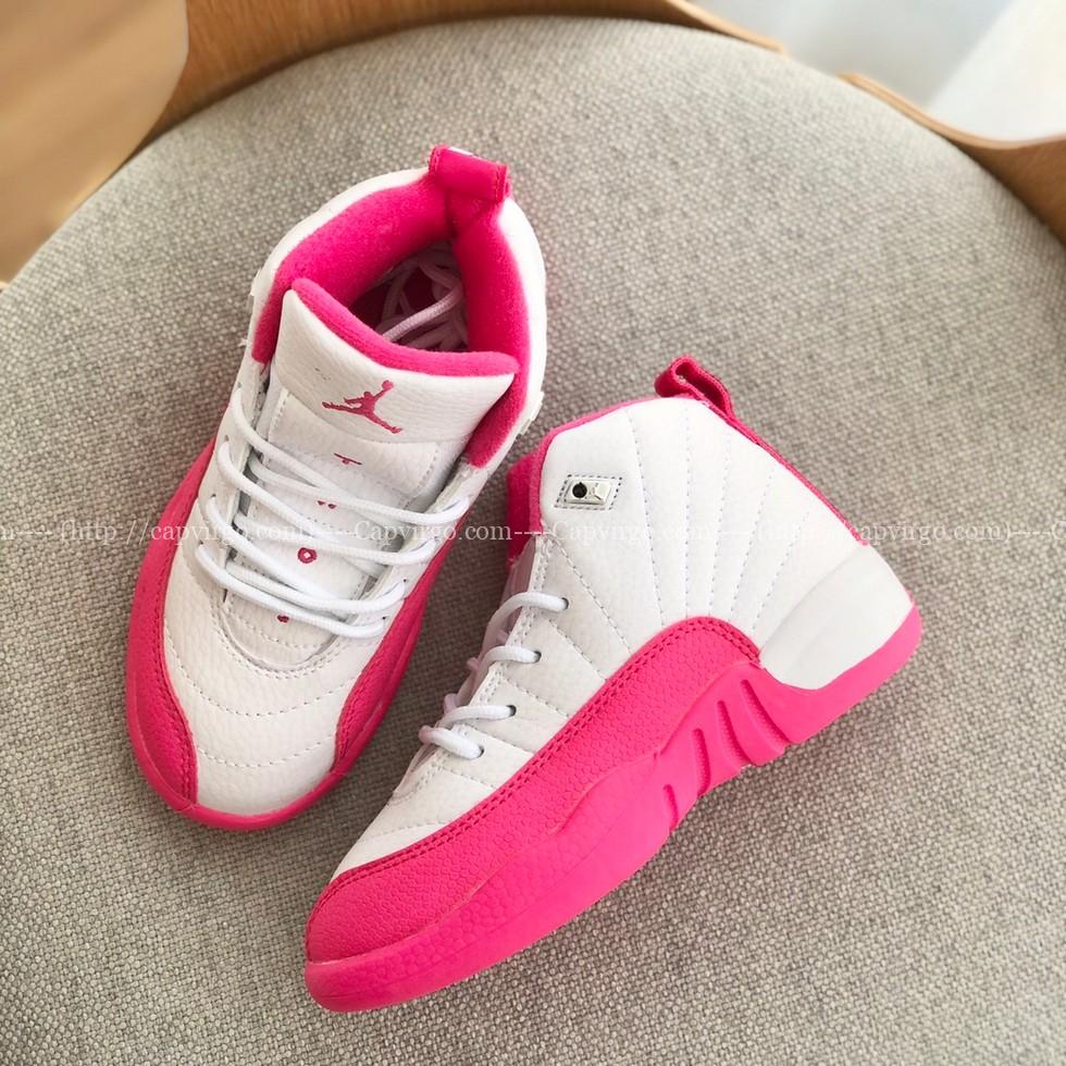 Giày trẻ em Nike Air jordan 12 màu trắng mũi hồng - AJ12