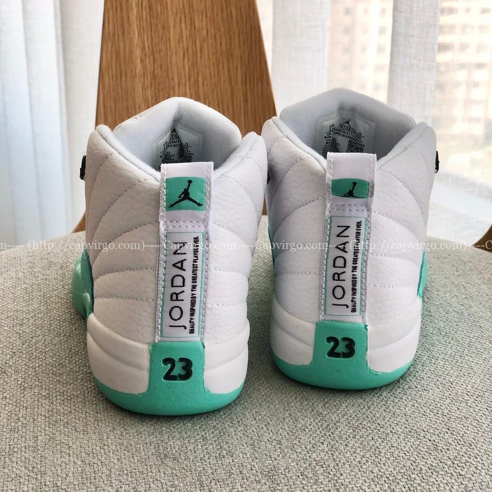 Giày trẻ em Nike Air jordan 12 màu trắng mũi xanh - AJ12