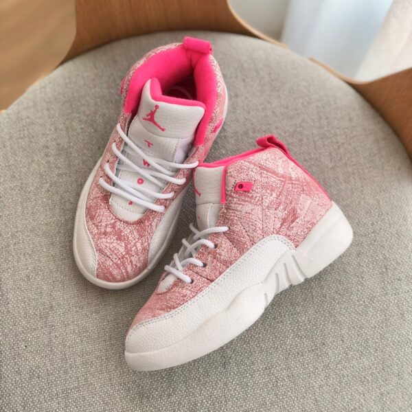Giày trẻ em Nike Air jordan 12 màu hồng loang mũi trắng - AJ12