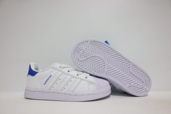 Giày Adidas Superstar trẻ em màu trắng xanh hoạt tiết trái đất
