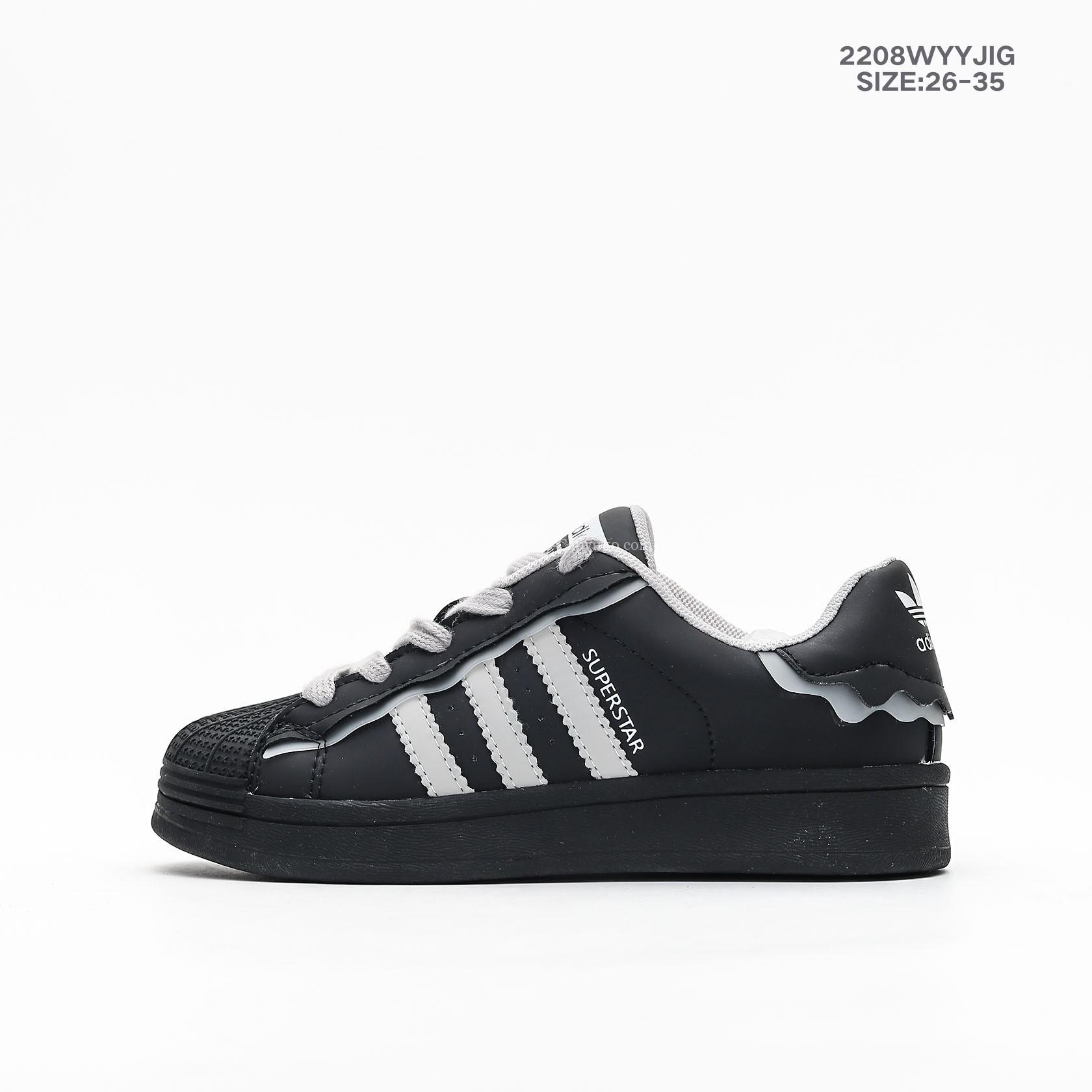 Giày Adidas Superstar trẻ em mẫu mới màu đen vạch trắng