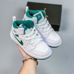 Giày Air Jordan Brand 1 Mid GS"Lucid Green" trẻ em màu trắng xanh