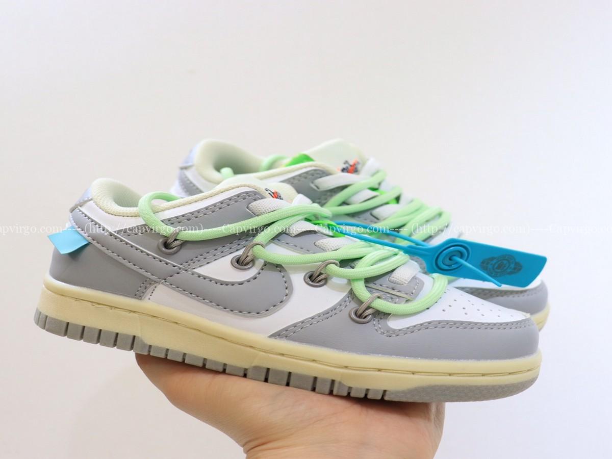 Giày Nike SB Dunk Low trẻ em màu ghi dây xanh