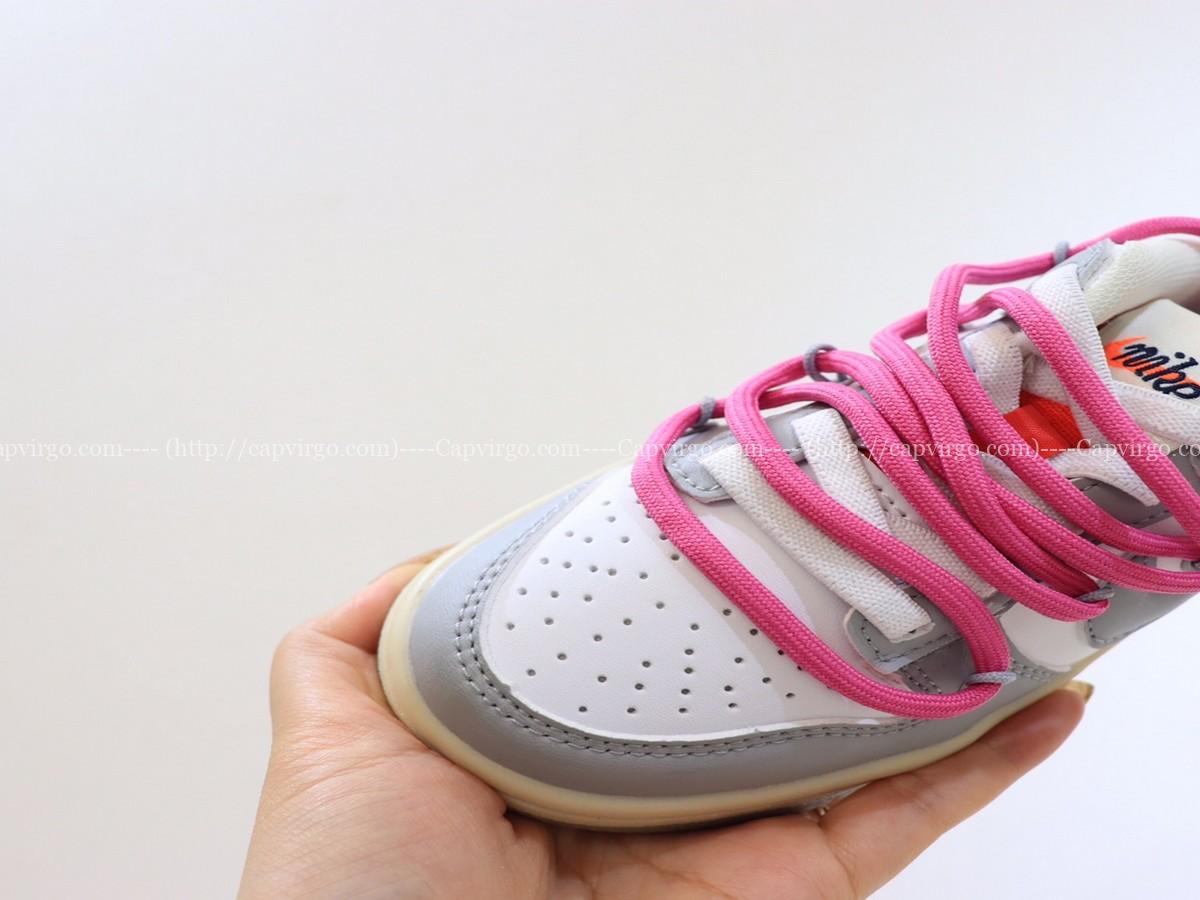 Giày Nike SB Dunk Low trẻ em màu ghi dây hồng