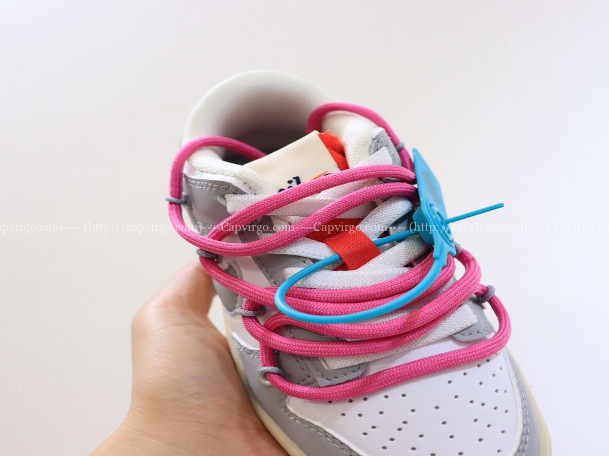 Giày Nike SB Dunk Low trẻ em màu ghi dây hồng