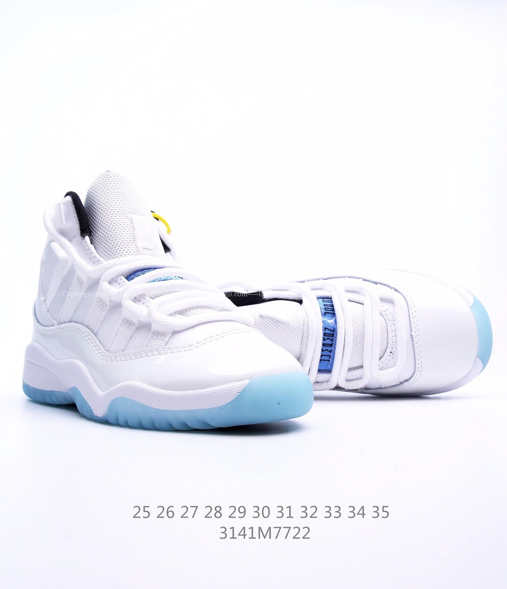 Giày Air Jordan 11 Platinum Tint trẻ em siêu cấp màu trắng logo xanh