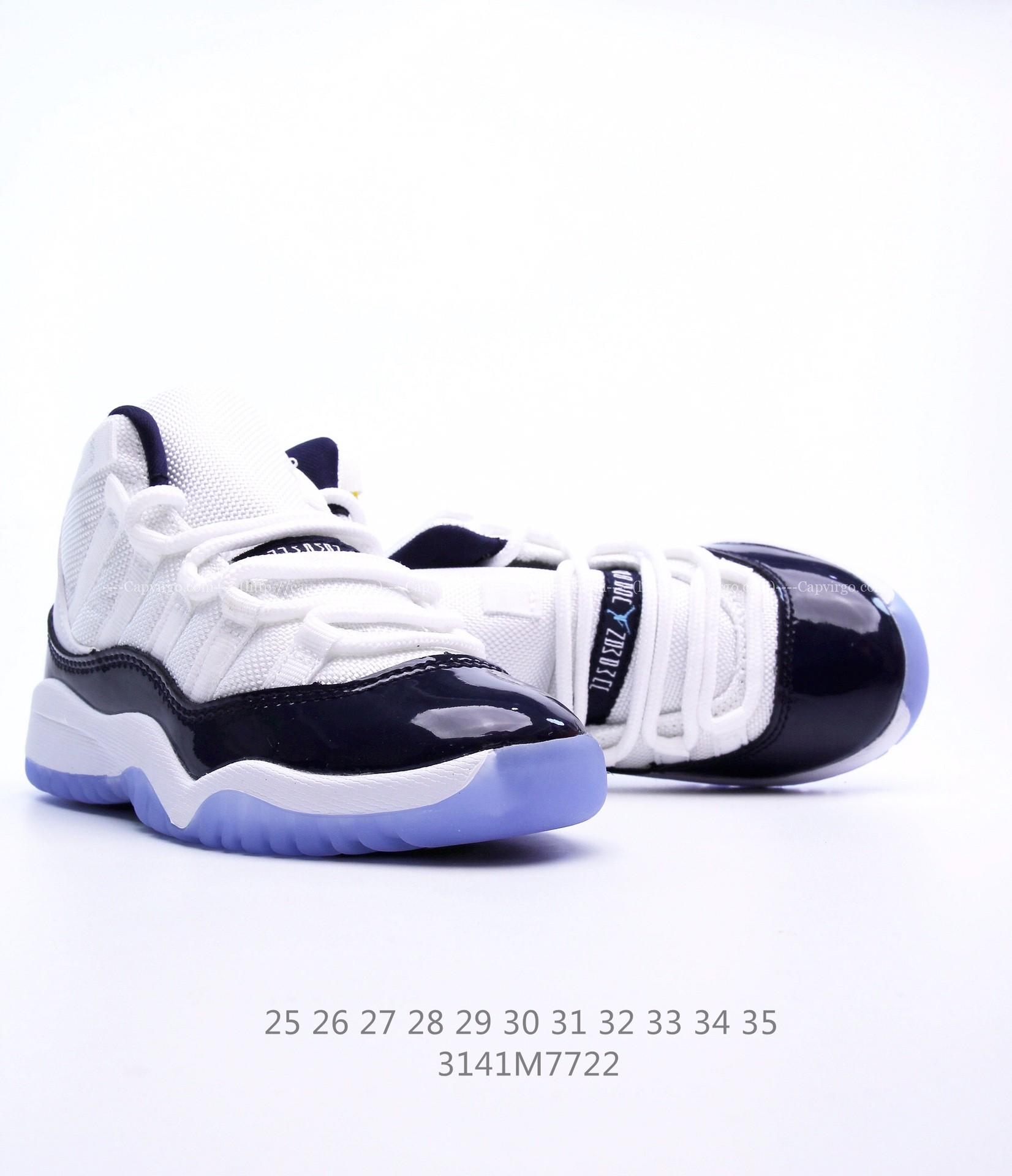 Giày Air Jordan 11 Platinum Tint trẻ em siêu cấp màu trắng viền đen