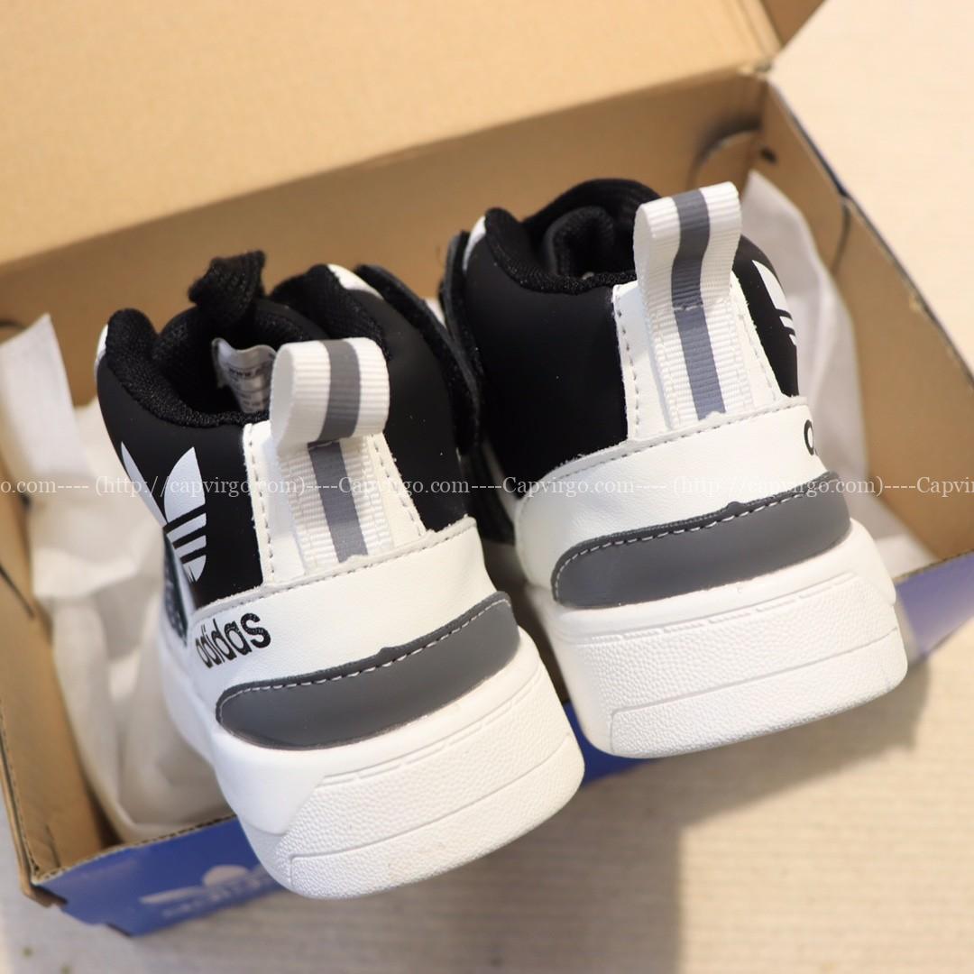 Giày trẻ em cao cổ đế mềm Adidas màu trắng xanh