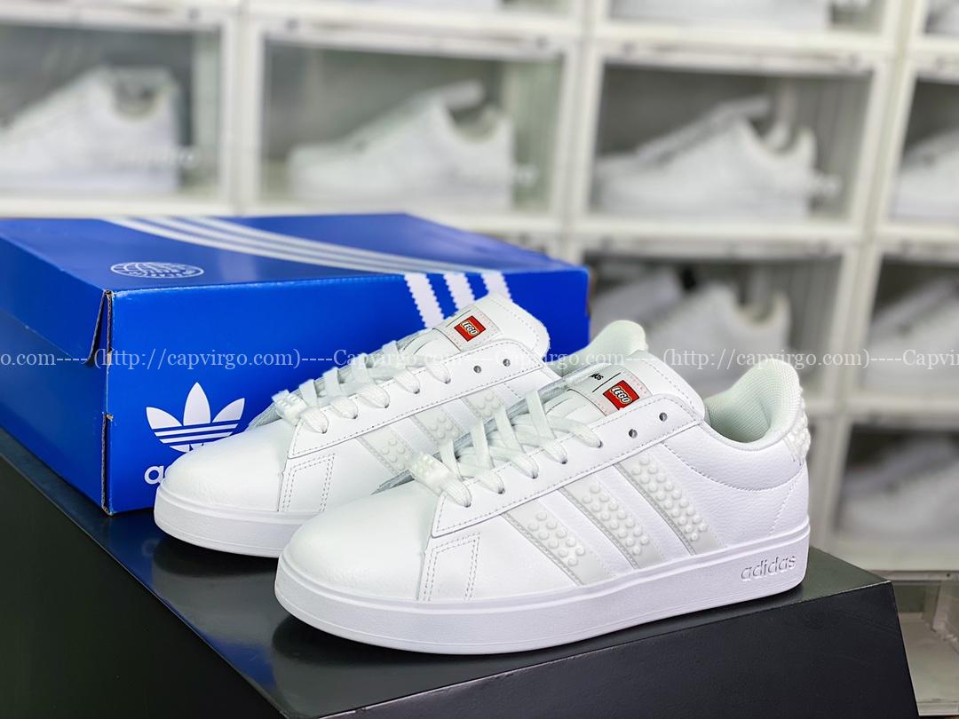 Giày Superstar Lego x Neo Grand Court Low 2.0 full trắng