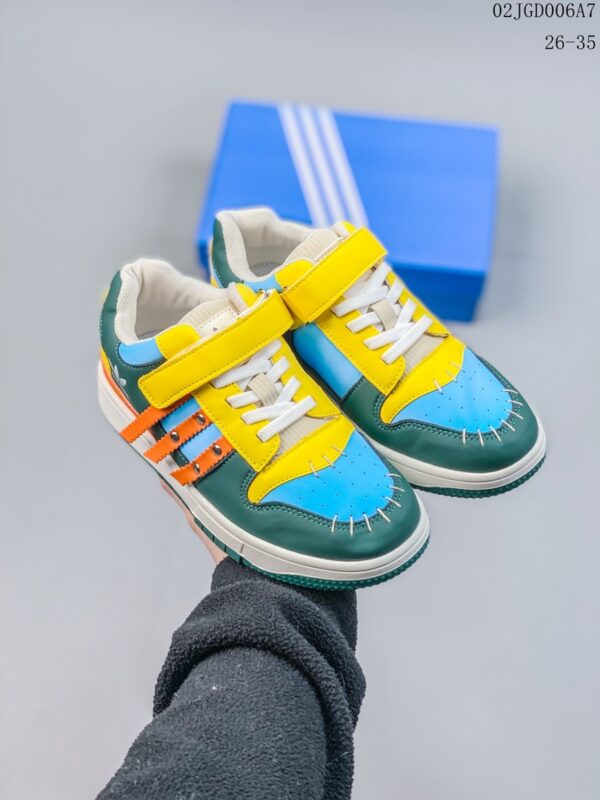 Giày adidas trẻ em Clover sneakers niche màu xanh dây vàng