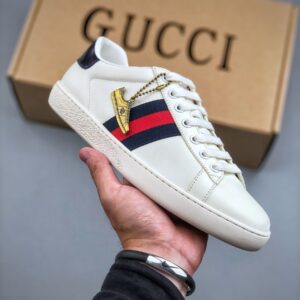 Giày Gucci Ace màu trắng gót tím than