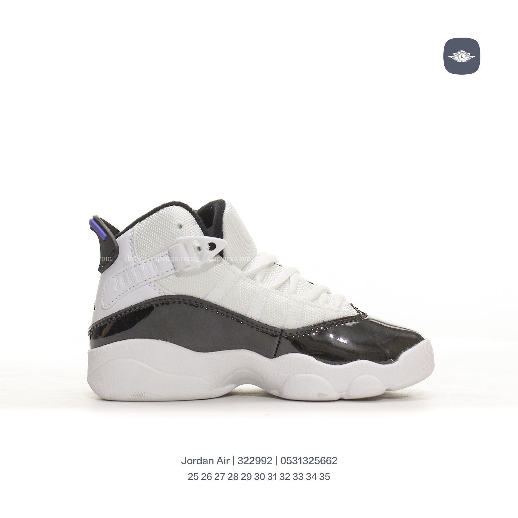 Giày Air Jordan 6 Rings Concord XI trẻ em màu trắng đen