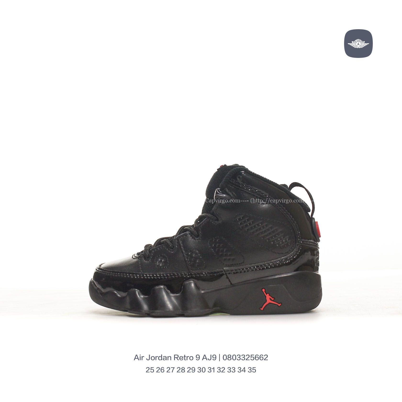 Giày Air Jordan Retro 9 AJ9 trẻ em màu full đen