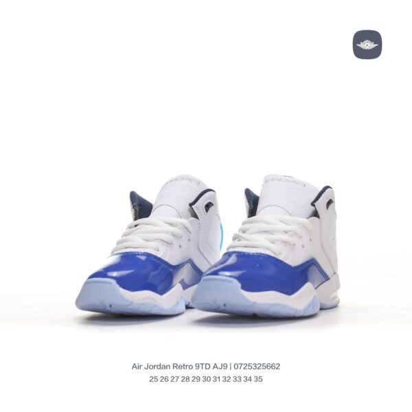 Giày Air Jordan Retro 9 AJ9 trẻ em màu trắng mũi xanh
