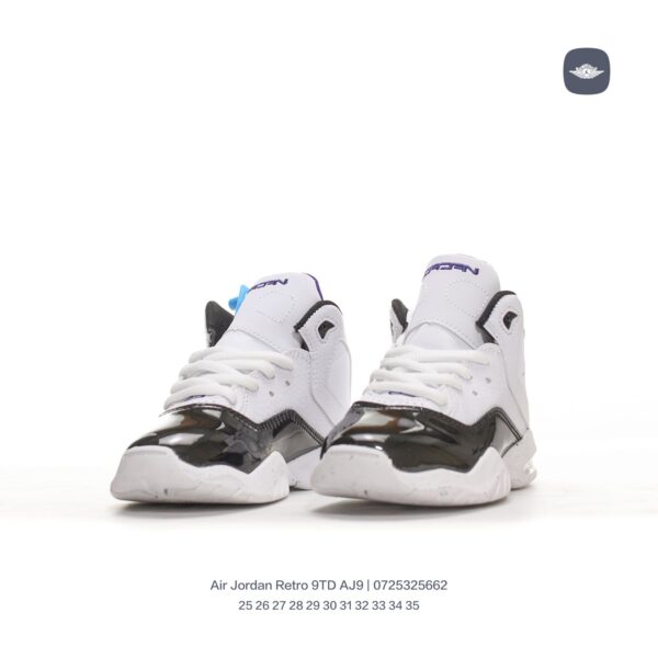 Giày Air Jordan Retro 9 AJ9 trẻ em màu trắng mũi đen bóng